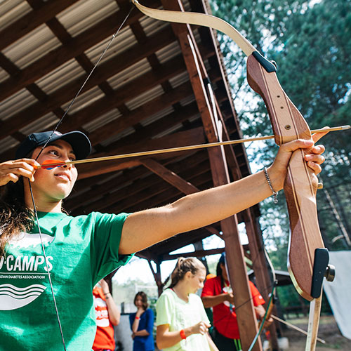 Image of Camp Huronda campers learning archery